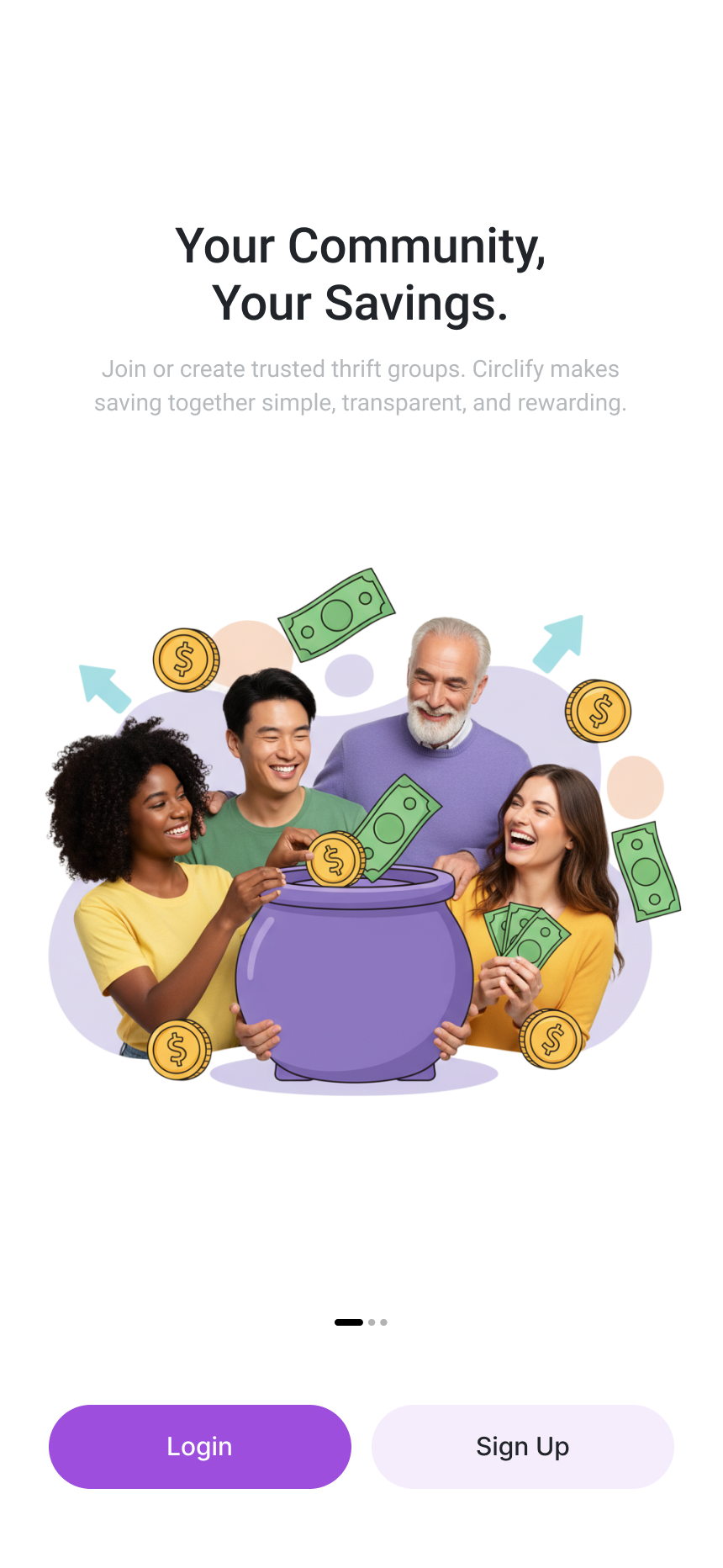 Circlify app preview showing savings circles